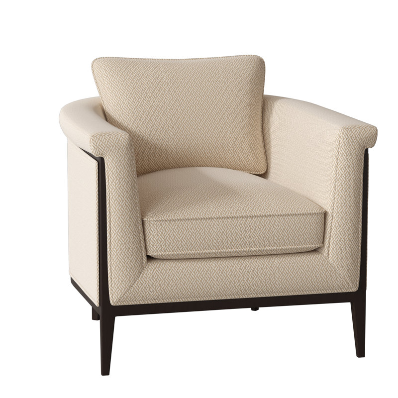 Fauteuil demi-tonneau Chalice, Ivoire filigrane, Noyer américain