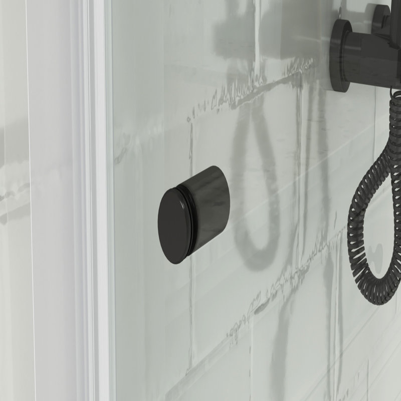 Opal Mirage MCOCOD 48" W x 76" H Double Smooth Sliding Frameless Shower Door with 5/16"(8mm) Clear Glass, Matte Black