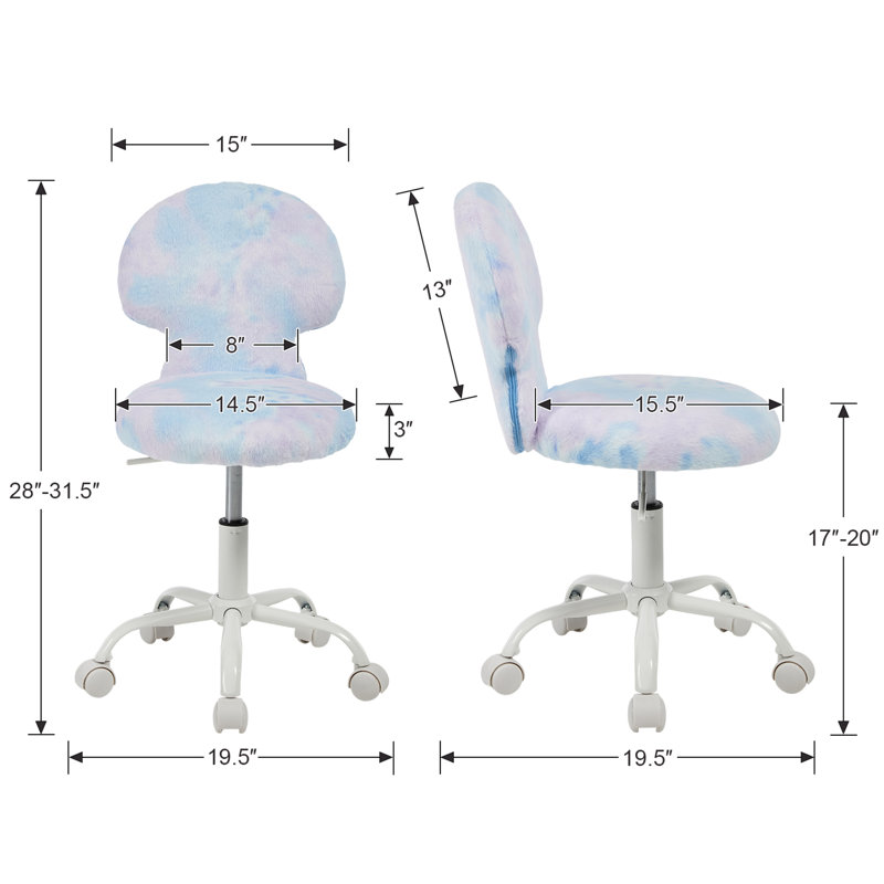 Mushroom Swivel Height Adjustment Kids Chair With Wheels, Blue Rainbow