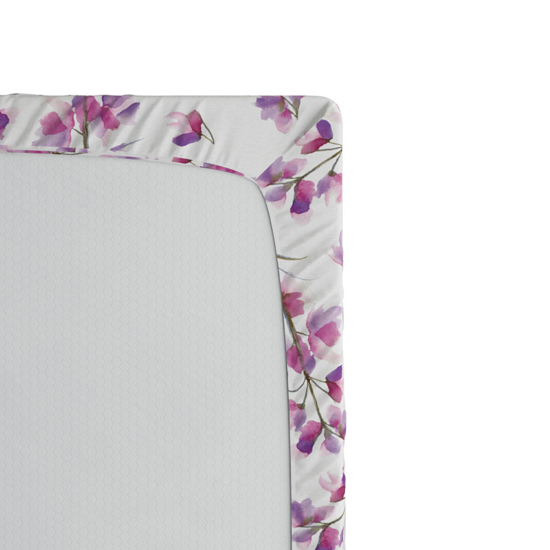 Microfiber Fitted Sheet, Queen Fitted Sheet, Violet Floral