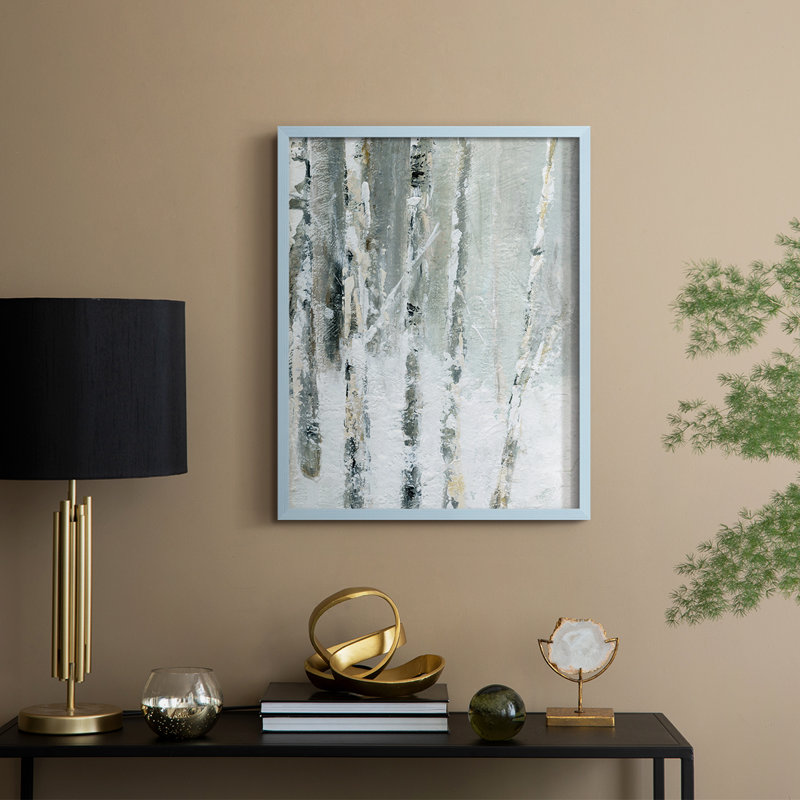 Impression encadrée «Snowy Birch III» - bois massif, H 30 po x l 24 po, Bleu