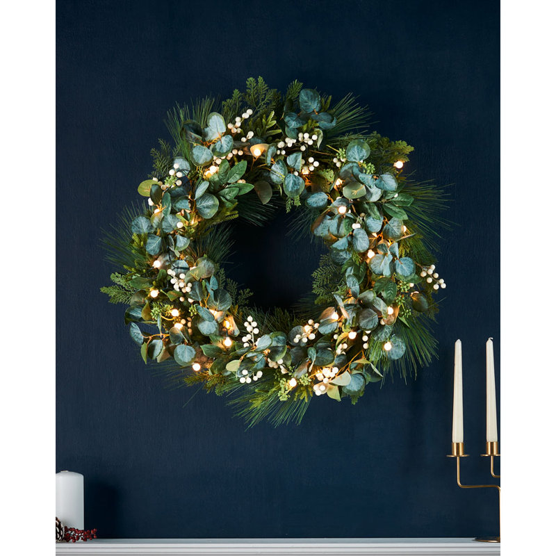 Faux Lighted Spruce 10.16cm Wreath