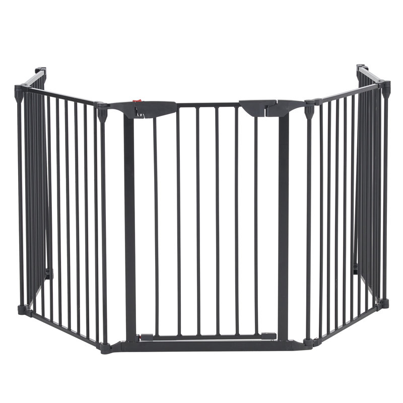 Aashrita 5 Panel Steel Fireplace Screen, Black