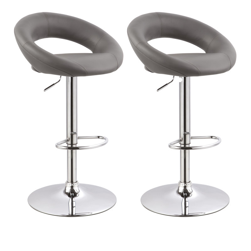 Larry Swivel Upholstered Adjustable Height Counter Stool with Metal Frame, Grey
