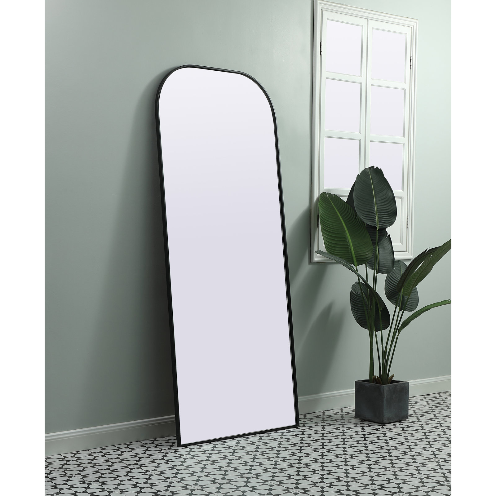 Sabine Metal Wide Arch Wall Mirror, 76" x 32", Black