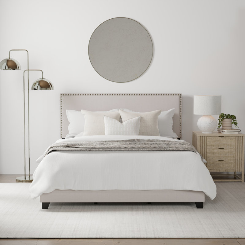 Lit plateforme tapissier Takengon, Grand, Brun selle