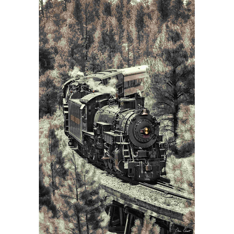 Train Arrivage III par David Drost, reproduction sur toile tendue, H 18 po x l 12 po