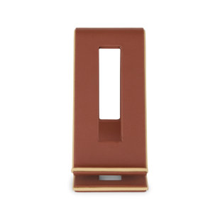 Support pour téléphone en cuir cognac