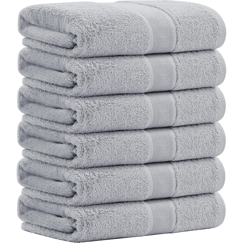 Bath Towels, 27X54inch - Natural, Ultra Absorbent Towels For Bathroom, Travel, Gym, Shower And Spa (6 Piece Set) (Light Grey)