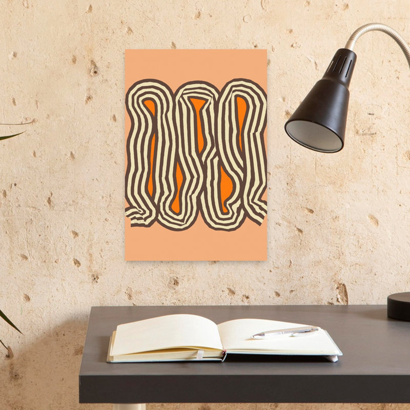 Reproduction d'art contemporain audacieux à rayures ondulées organiques, 18" H x 12" W