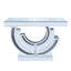 Console moderne argentée incurvée pour salon, motif diamant en forme de 3 carats, bords miroir polis à la main, piètement audacieux, style console d'entrée, fabrication artisanale pour hôtels et chambres, miroirs brillants