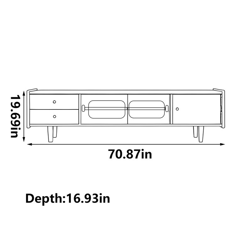 Meuble télé moderne et simple en bois massif, 70.87"