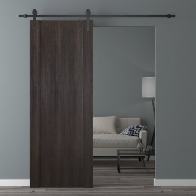 Paneled Manufactured Wood Barn Door with Installation Hardware Kit