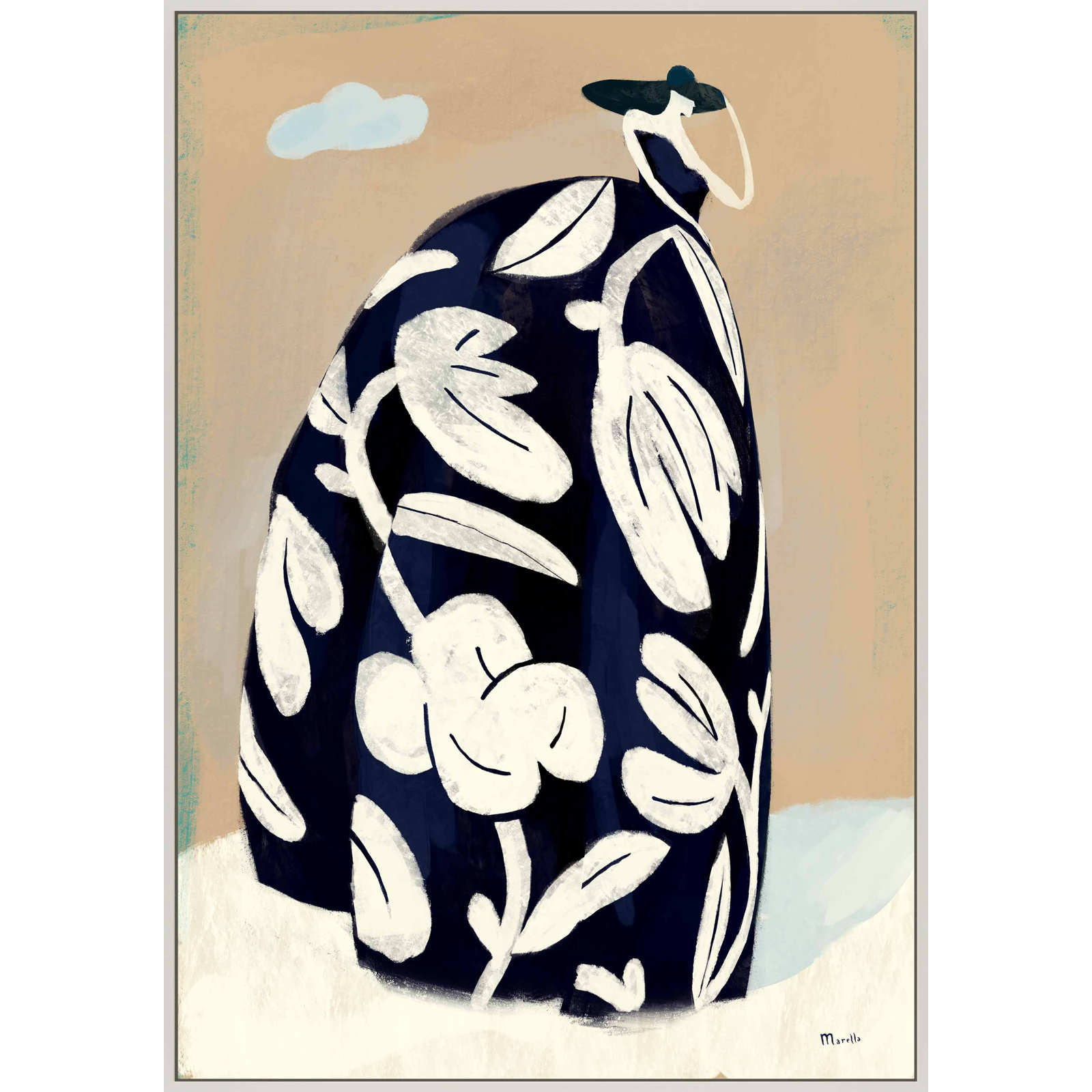 Black Dress by Marco Marella For Studio M, 30" H x 21" W x 1.25" D, White Canvas Framed