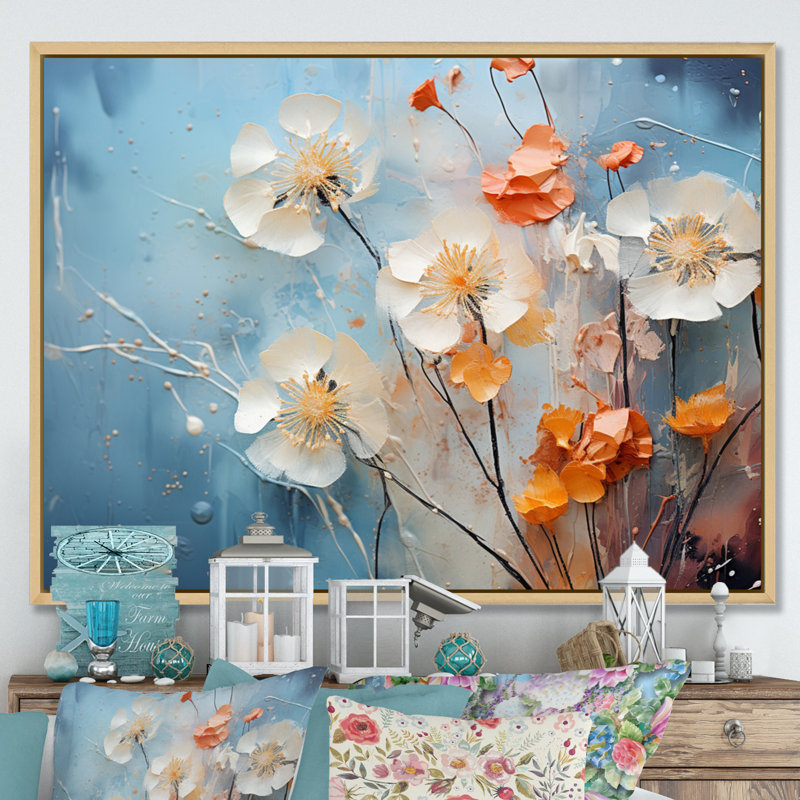 Dandelion Meadow Melody - Floral Wall Art Living Room, H 12 po x l 20 po x P 1 po, Cadre naturel flottant