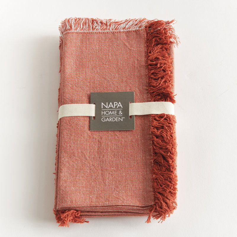 Lavande Pre-Washed Cotton Dinner Napkins in Rust, Red