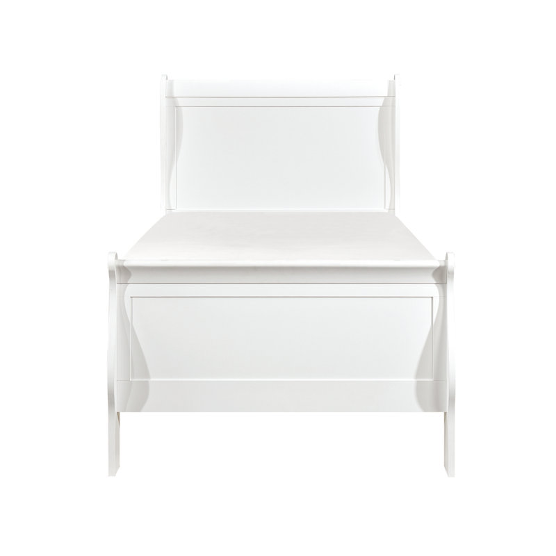 Lit simple à finition blanche de style traditionnel avec rails pour le décor et le style de la chambre à coucher,, Twin