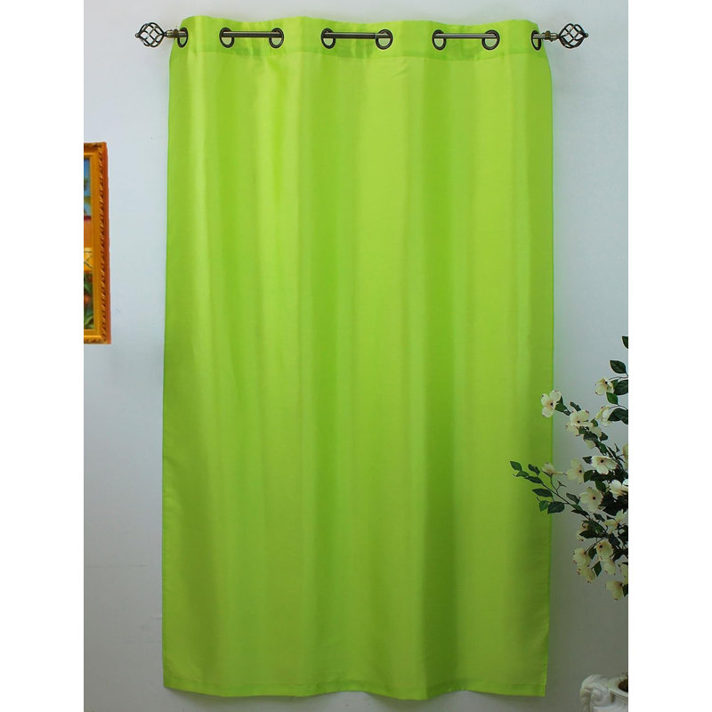 Panneaux de rideau semi-transparents avec œillets de couleur unie, Vert lime
