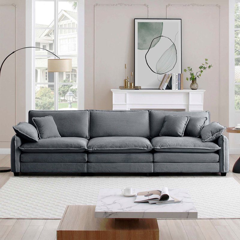 Mira 3 Seater Sofa Grey Corduroy (3S)