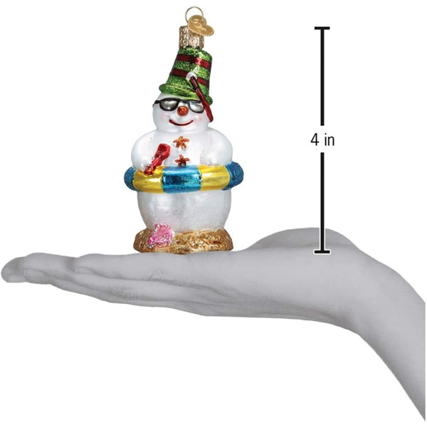 Old World Christmas Mini Snowman - One Glass Ornament 2.0 Inches