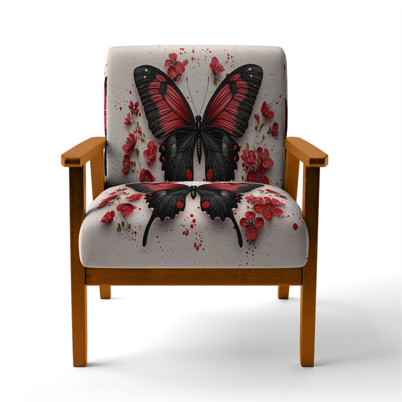 Chaise avec accoudoirs en velours Magiera, Noir / Rouge, Brun