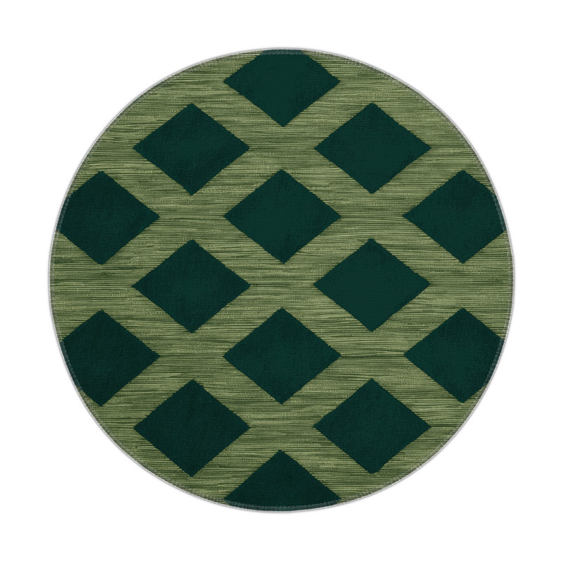 Tapis d'intérieur et d'extérieur à carreaux vert, Rond 5 pi