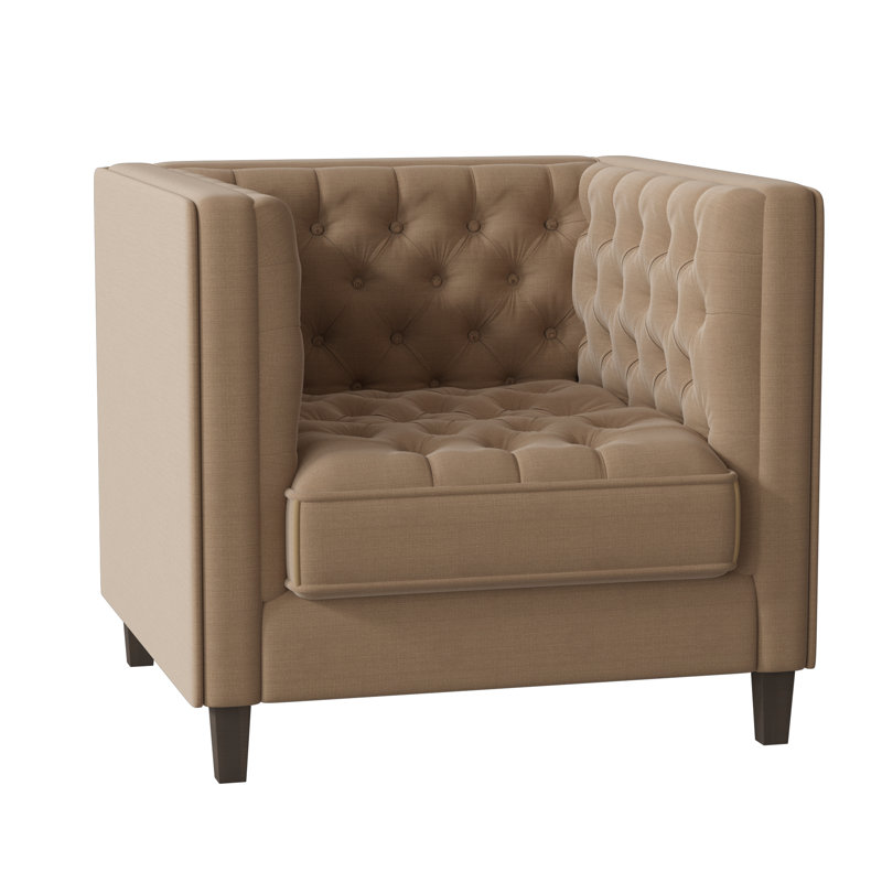 Jess Tufted Armchair, Sachi Camo, Brown Mahogany