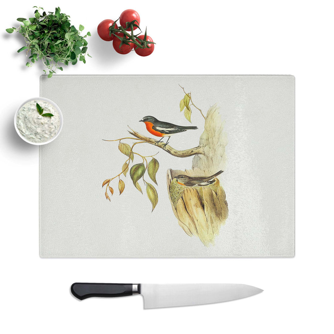 Glass Flame-Breasted Robin by Elizabeth Gould Chopping Board