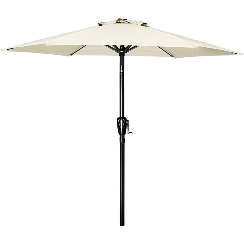 Parasol de marché à manivelle Shavonn, H 86,4 po x l 90 po x P 90 po, Tissu beige