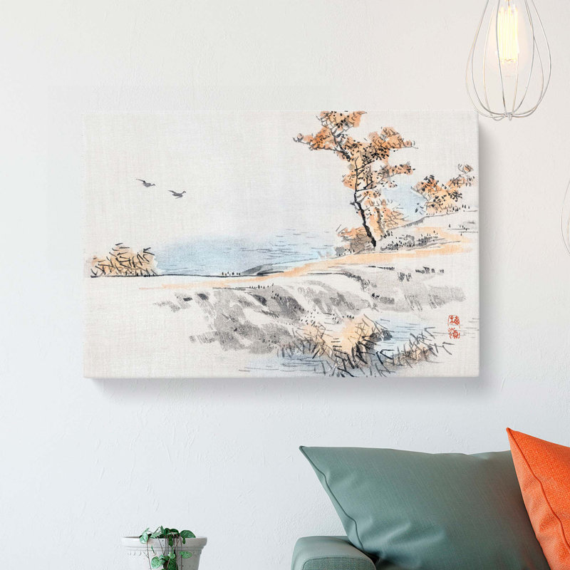 Two Flying Birds by Kono Baireir - Wrapped Canvas Painting, 35cm H x 50cm W x 3cm D