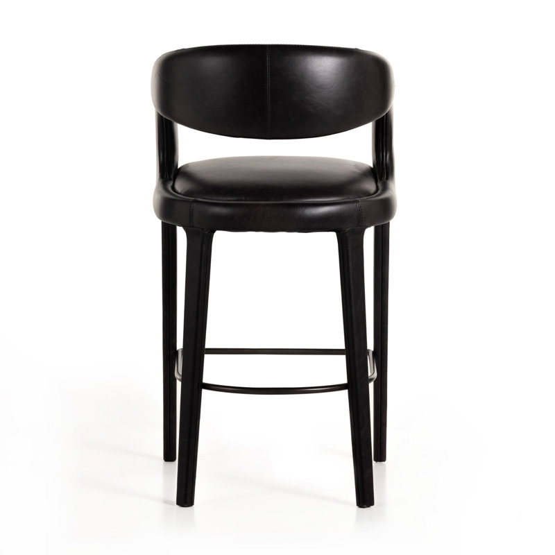 Hawkins Stool, Bar Stool (30.51" Seat Height), Sonoma Black/Genuine Leather