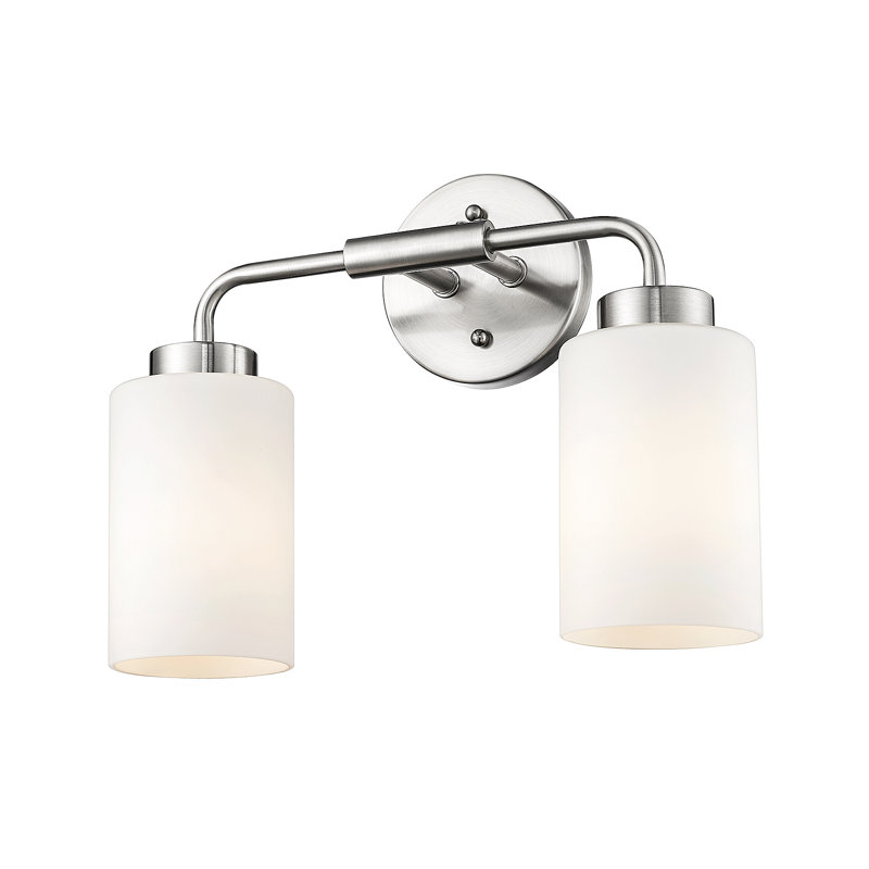 Éclairage de meuble-lavabo rétro à intensité variable, abat-jour en verre, H 10,8 po x l 14,4 po x P 6,2 po, Nickel brossé