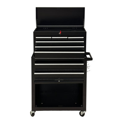 8‑Drawer High‑Capacity Rolling Tool Chest, 2‑in‑1 Detachable Top Box,Metal Tool Storage Cabinet with Drawer Liners, Lockable Wheels & Side Hooks