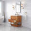 Tessa 30 po Meuble-lavabo de comptoir en bois de manguier et marbre blanc avec robinet en or satiné