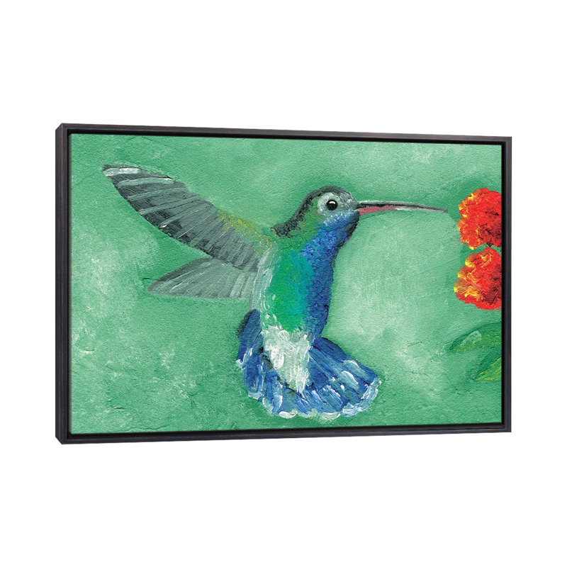 Fresco Hummingbird I par Alicia Ludwig - reproduction d'art, H 40 po x l 60 po x 1,5 po, Toile avec cadre noir patiné