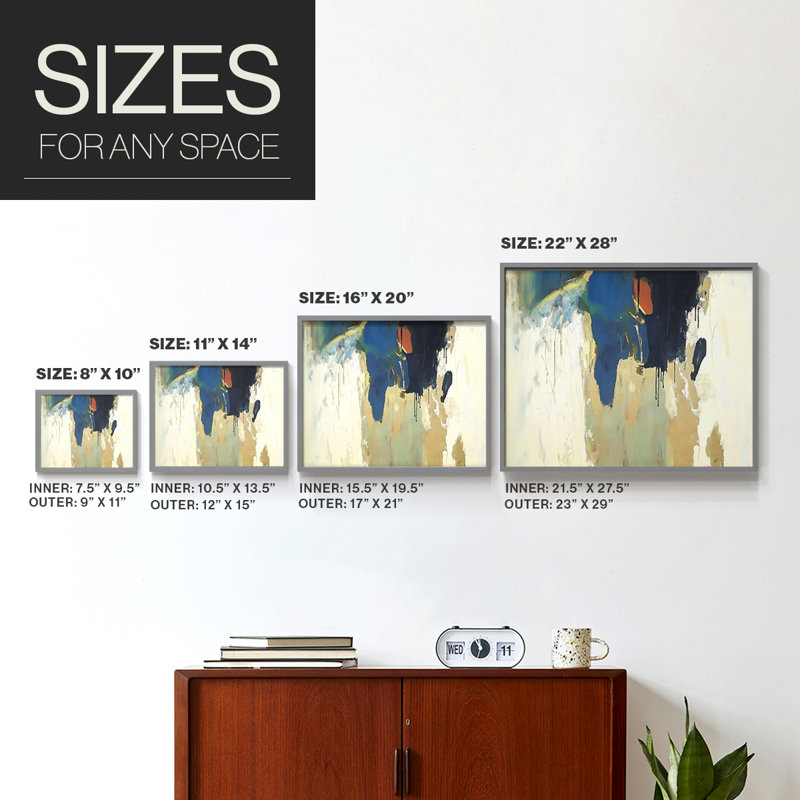 Abstract Series-XVII -Framed Print - Restickable, 16" H x 20" W, Grey