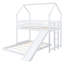Lit superposé simple au-dessus d'une chambre double avec glissière et échelle intégrée, garde-corps sur toute la longueur, blanc