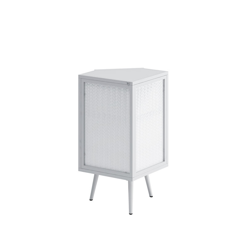 Armoire de coin moderne avec porte en verre trempé et tablettes de rangement pour une utilisation polyvalente dans la salle de bain, le salon et la chambre à coucher