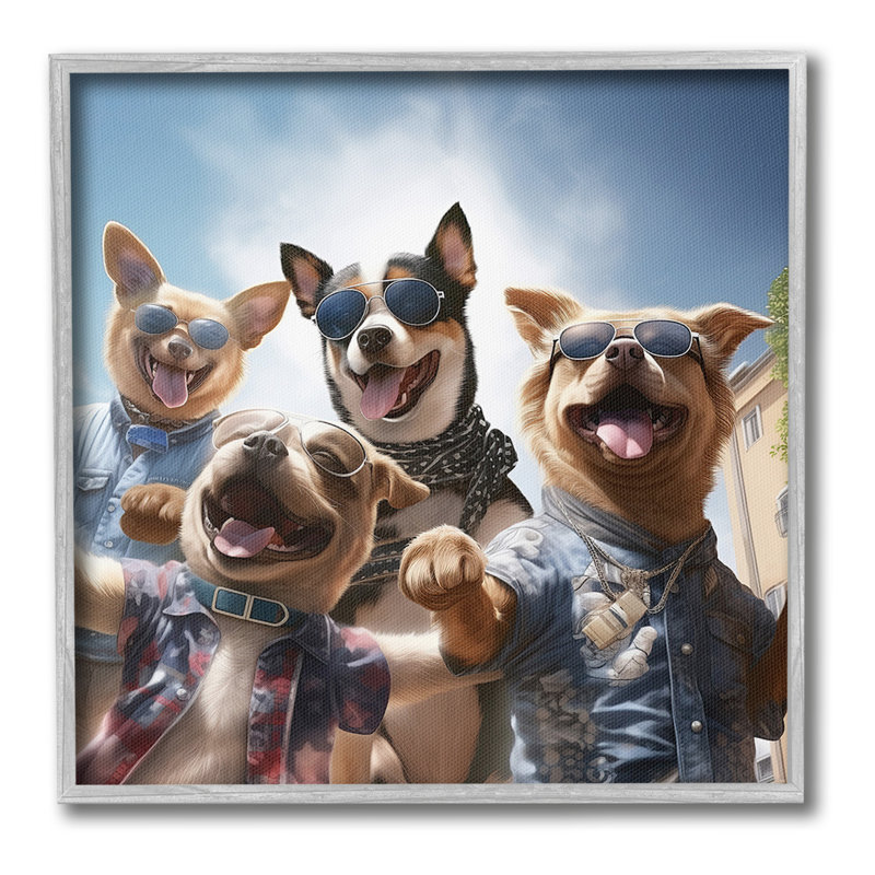 «Trendy Dogs Selfie», estampe numérique par Jim Baldwin, Estampe numérique Farmhouse, H 12 po x l 12 po