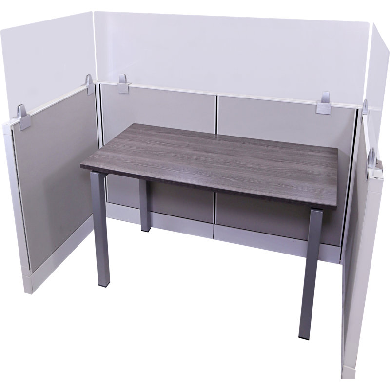 Panneau d'intimité en acrylique avec petits supports, H 18 po x l 60 po x P 0,63 po, Clair, Aluminium