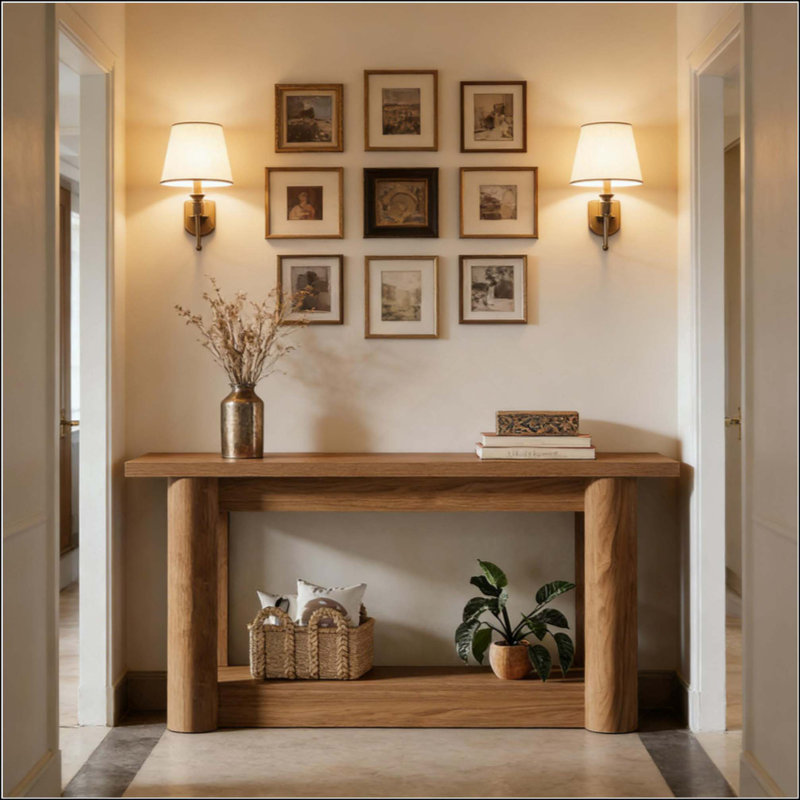 Entryway Table,2-Tier Console Table,Sofa Table, Brown