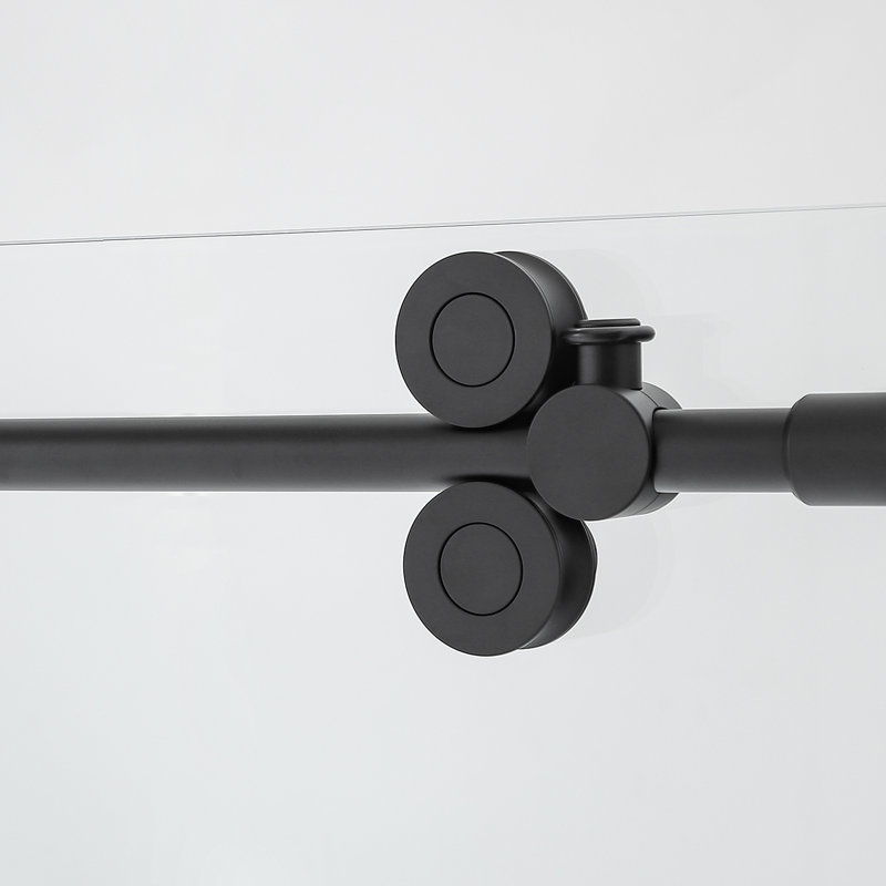 60" x 58" Matte Black Frameless Sliding Tub Door