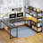 63'' Reversible Computer Desk With LED Power Outlet And Storage Shelves-108993917