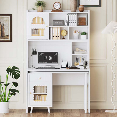 Computer Desk with 90 Degree Rotating Desktop