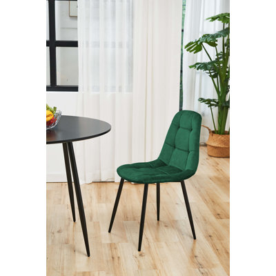 Adrianah 46cm H Tufted Velvet Upholstered Upholstered Back Side Chair in Green