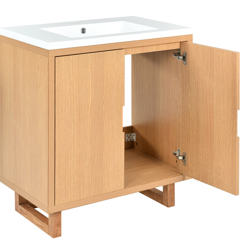 Meuble-lavabo 30 po - Tapis à griffer, pieds en bois massif, panneaux d'armoire modernes, base, rangement spacieux, contemporain