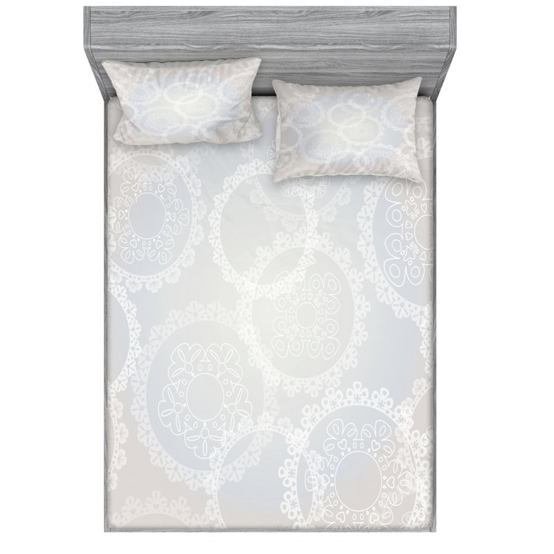 Microfiber Damask Sheet Set, Full Sheet Set with Fitted Sheet