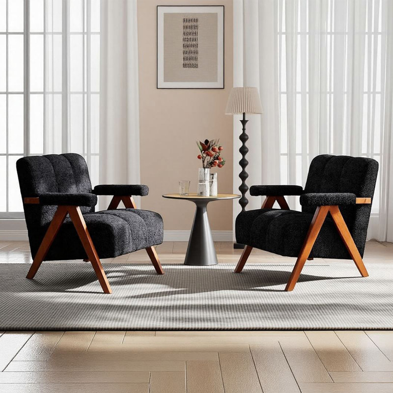 Ensemble de 2 chaises d'appoint Mid-Century Modern, Black