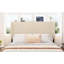 Structure de lit double beige avec station de charge et tête de lit avec rangement, lattes en métal robustes et silencieuses, plateforme de tête de lit en velours avec sommier non requis, lattes de soutien, sommier, assemblage rapide-1890556317