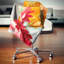 Fleur de marguerite rouge et jaune - coussin à imprimé floral-29600376-29600372